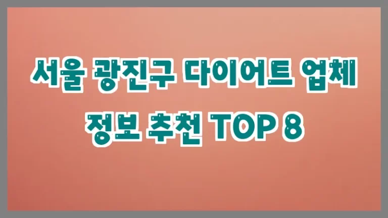 서울 광진구 다이어트 업체 정보 추천 TOP 8