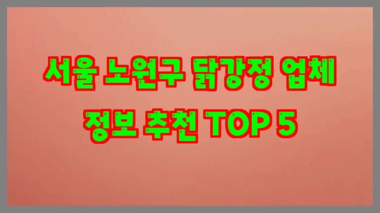 서울 노원구 닭강정 업체 정보 추천 TOP 5