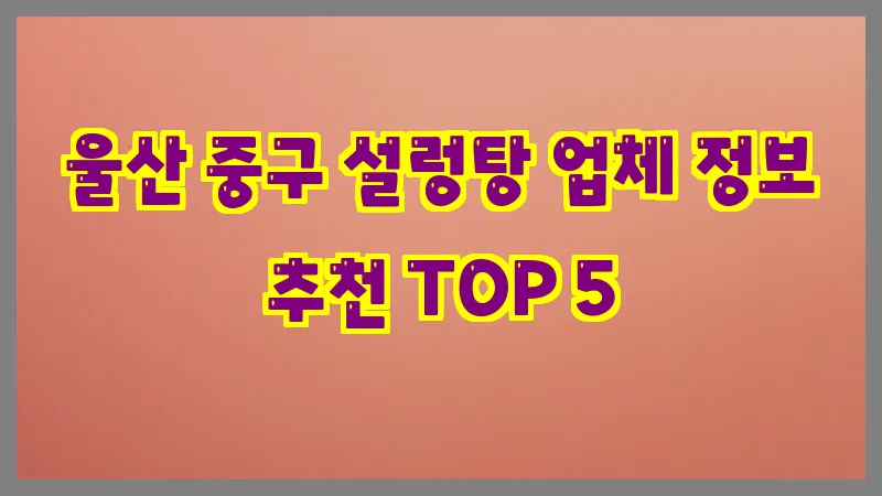 울산 중구 설렁탕 업체 정보 추천 TOP 5