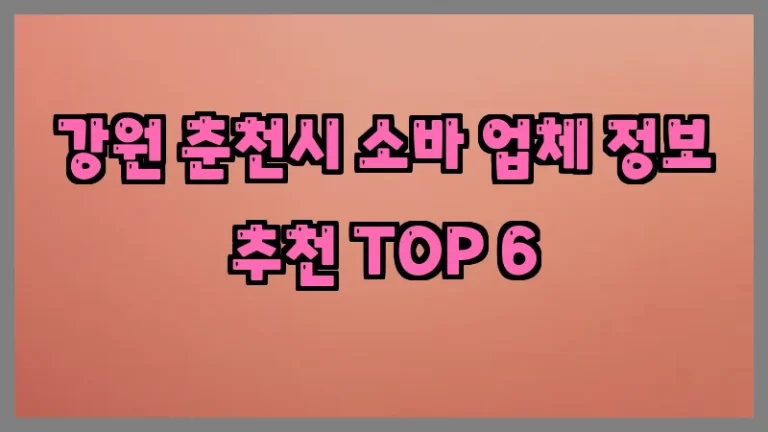 강원 춘천시 소바 업체 정보 추천 TOP 6