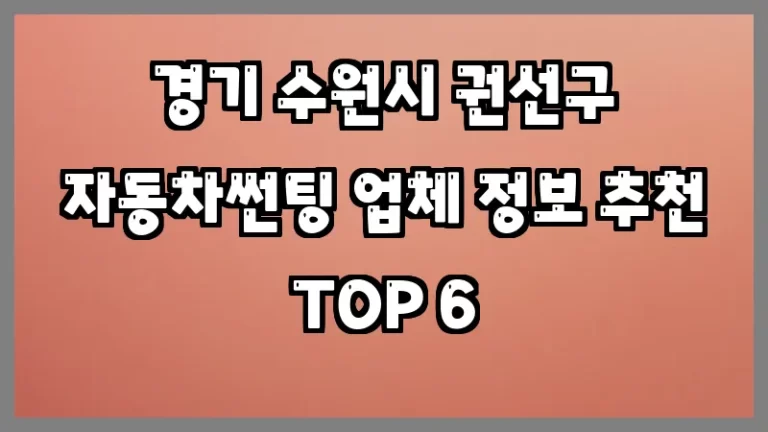 경기 수원시 권선구 자동차썬팅 업체 정보 추천 TOP 6