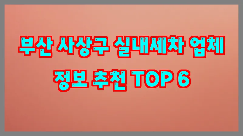 부산 사상구 실내세차