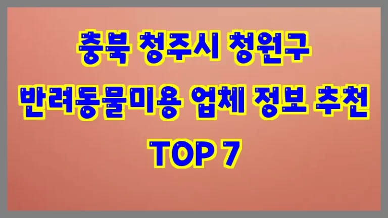 충북 청주시 청원구 반려동물미용 업체 정보 추천 TOP 7