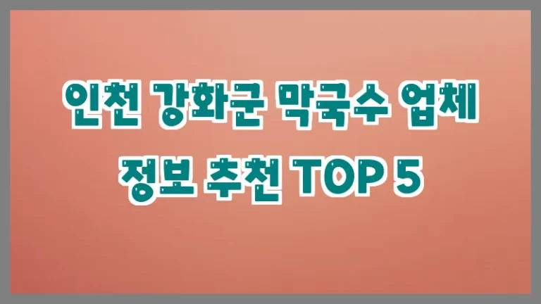 인천 강화군 막국수 업체 정보 추천 TOP 5