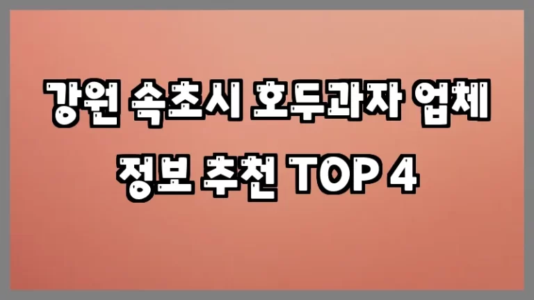 강원 속초시 호두과자 업체 정보 추천 TOP 4