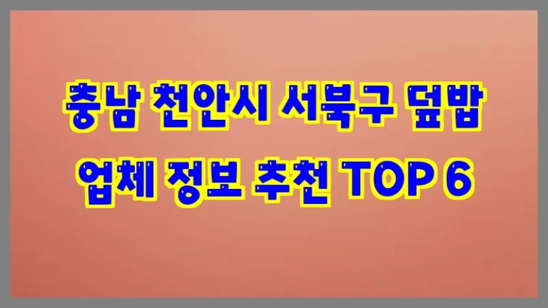 충남 천안시 서북구 덮밥 업체 정보 추천 TOP 6