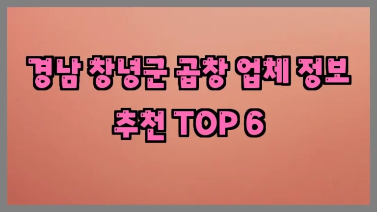 경남 창녕군 곱창 업체 정보 추천 TOP 6