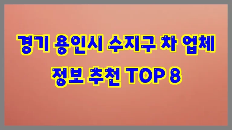 경기 용인시 수지구 차 업체 정보 추천 TOP 8
