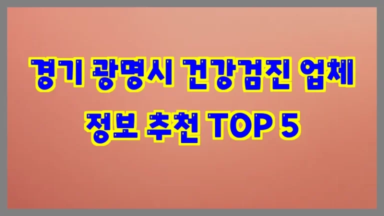 경기 광명시 건강검진 업체 정보 추천 TOP 5