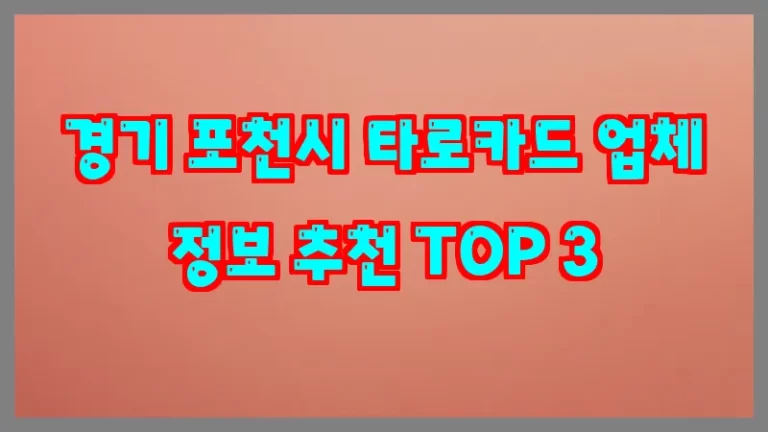 경기 포천시 타로카드 업체 정보 추천 TOP 3