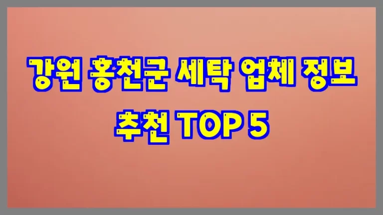 강원 홍천군 세탁 업체 정보 추천 TOP 5