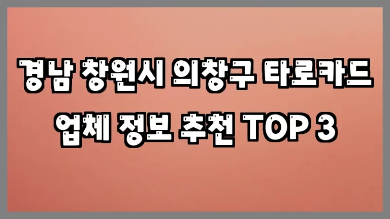 경남 창원시 의창구 타로카드 업체 정보 추천 TOP 3