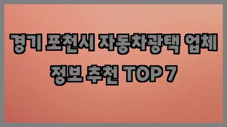 경기 포천시 자동차광택 업체 정보 추천 TOP 7