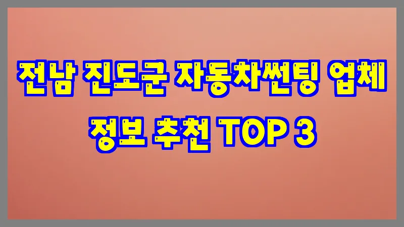 전남 진도군 자동차썬팅 업체 정보 추천 TOP 3