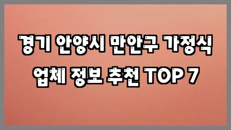경기 안양시 만안구 가정식 업체 정보 추천 TOP 7