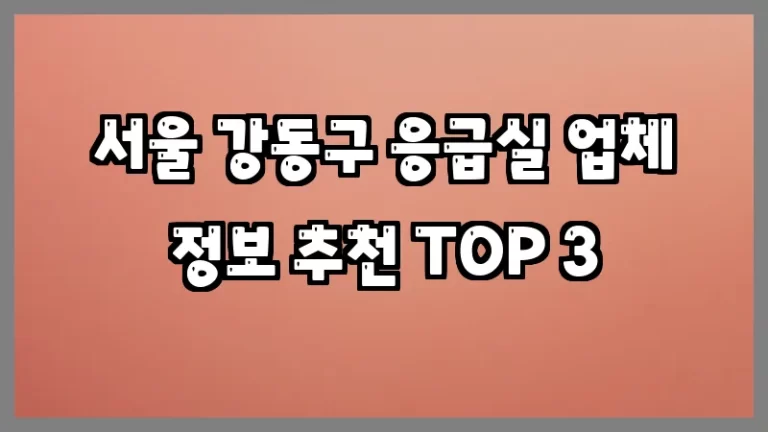 서울 강동구 응급실 업체 정보 추천 TOP 3
