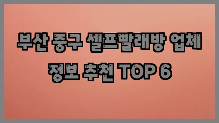 부산 중구 셀프빨래방 업체 정보 추천 TOP 6