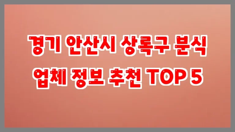 경기 안산시 상록구 분식 업체 정보 추천 TOP 5