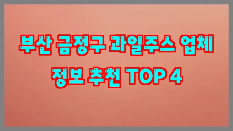 부산 금정구 과일주스 업체 정보 추천 TOP 4