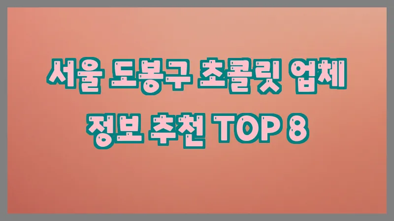 서울 도봉구 초콜릿 업체 정보 추천 TOP 8