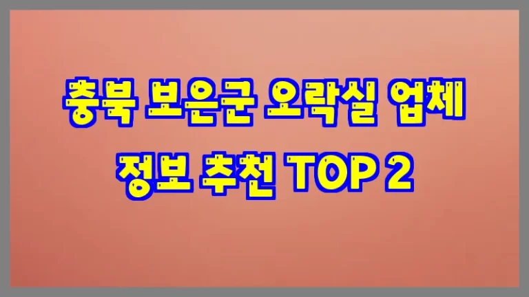 충북 보은군 오락실 업체 정보 추천 TOP 2