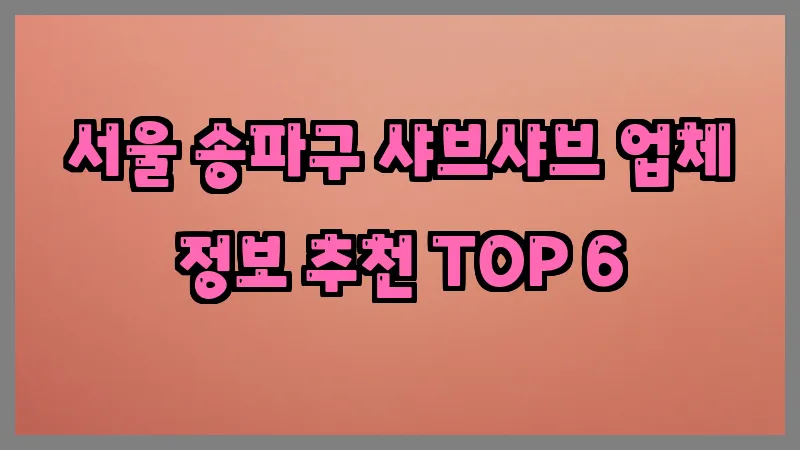 서울 송파구 샤브샤브 업체 정보 추천 TOP 6