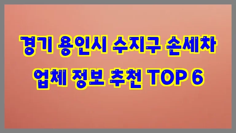경기 용인시 수지구 손세차 업체 정보 추천 TOP 6
