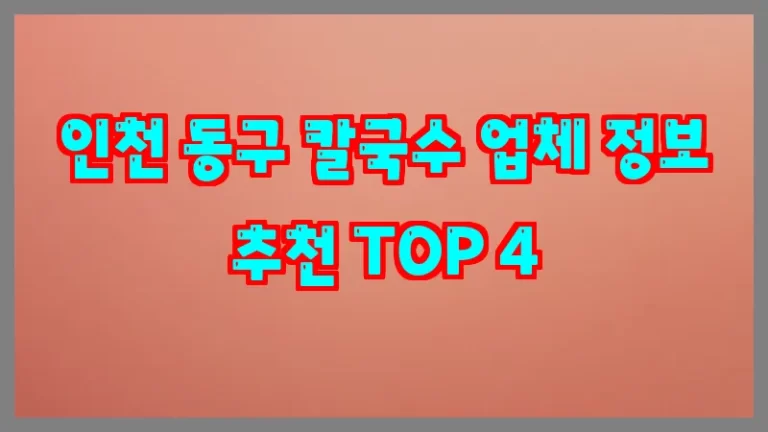 인천 동구 칼국수 업체 정보 추천 TOP 4