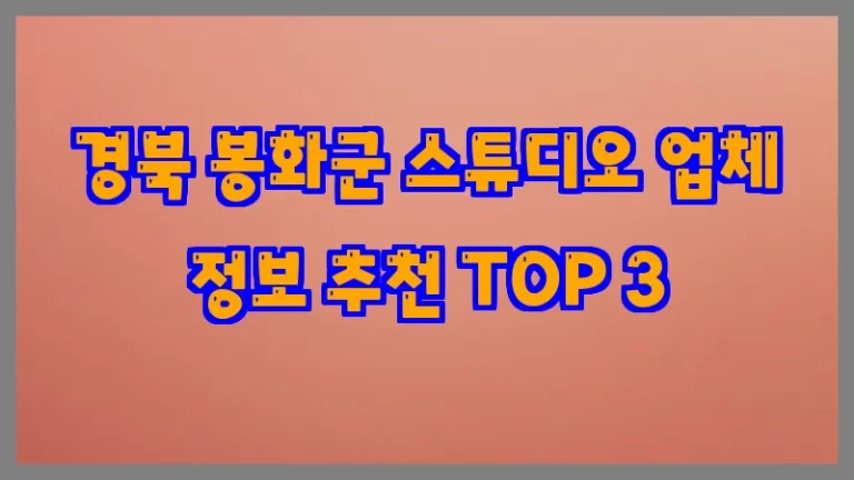경북 봉화군 스튜디오 업체 정보 추천 TOP 3