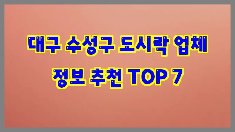 대구 수성구 도시락 업체 정보 추천 TOP 7