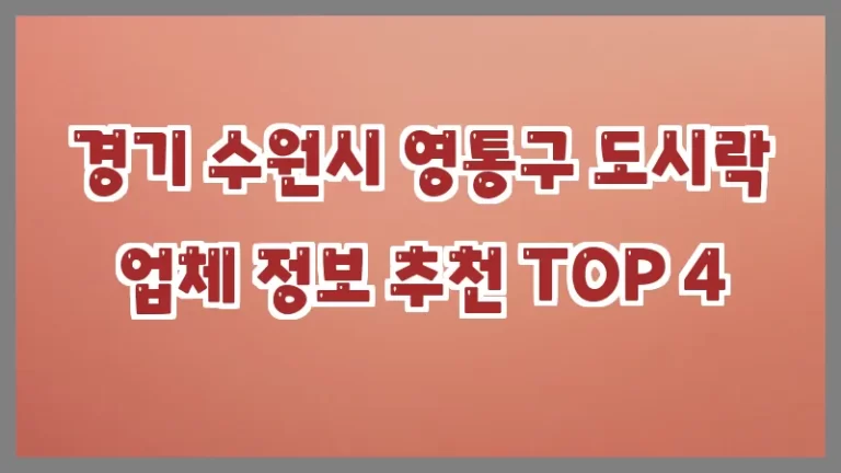 경기 수원시 영통구 도시락 업체 정보 추천 TOP 4