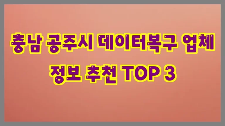 충남 공주시 데이터복구 업체 정보 추천 TOP 3