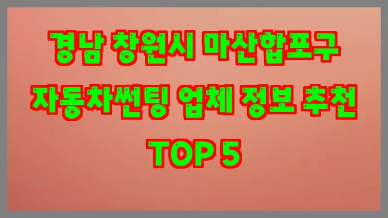 경남 창원시 마산합포구 자동차썬팅 업체 정보 추천 TOP 5