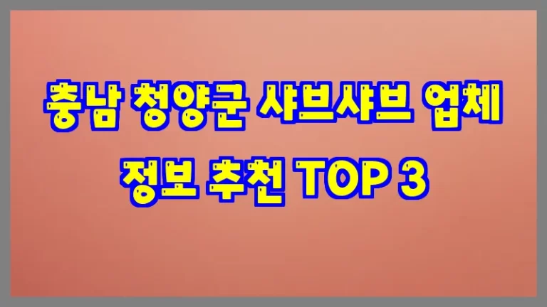 충남 청양군 샤브샤브 업체 정보 추천 TOP 3