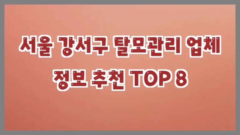 서울 강서구 탈모관리 업체 정보 추천 TOP 8