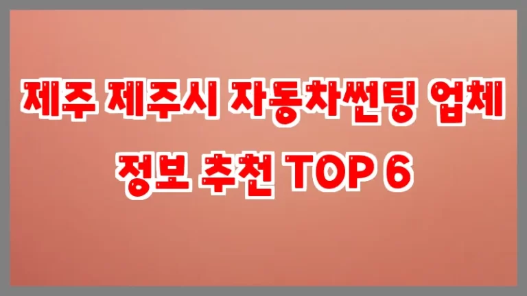 제주 제주시 자동차썬팅 업체 정보 추천 TOP 6