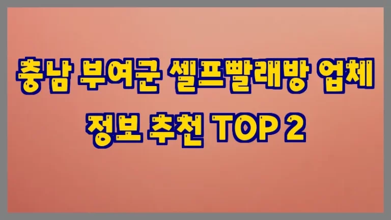 충남 부여군 셀프빨래방 업체 정보 추천 TOP 2