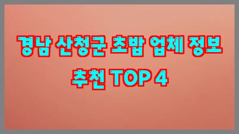 경남 산청군 초밥 업체 정보 추천 TOP 4