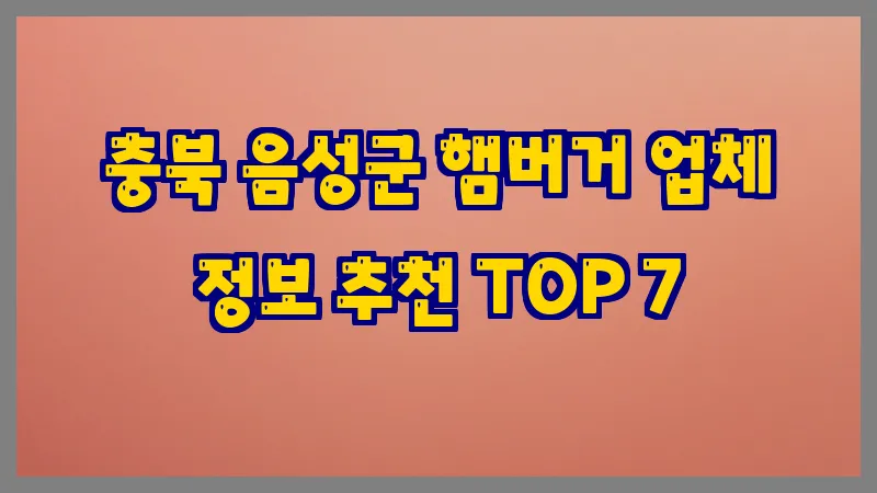 충북 음성군 햄버거