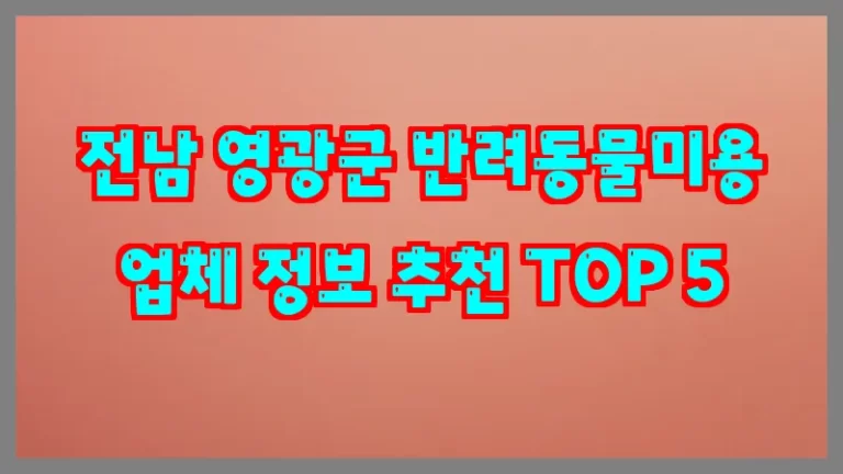 전남 영광군 반려동물미용 업체 정보 추천 TOP 5