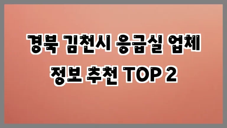경북 김천시 응급실 업체 정보 추천 TOP 2