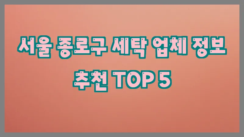 서울 종로구 세탁