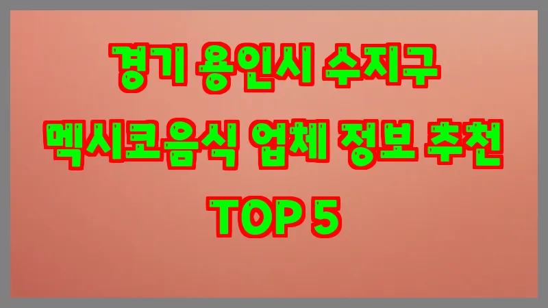 경기 용인시 수지구 멕시코음식 업체 정보 추천 TOP 5