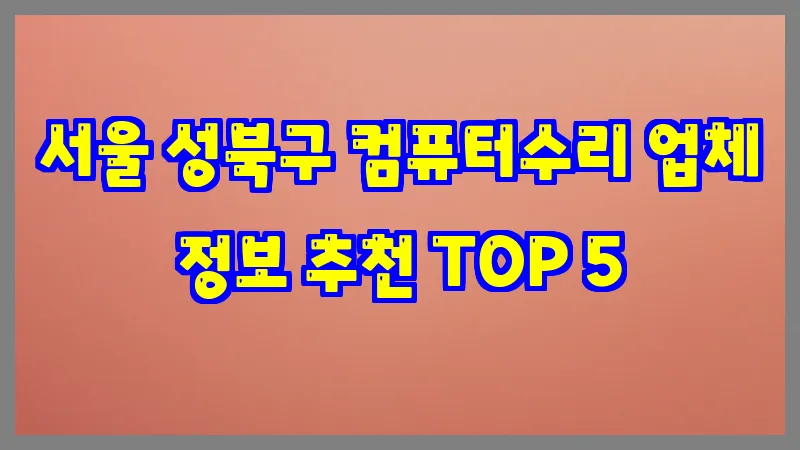 서울 성북구 컴퓨터수리 업체 정보 추천 TOP 5