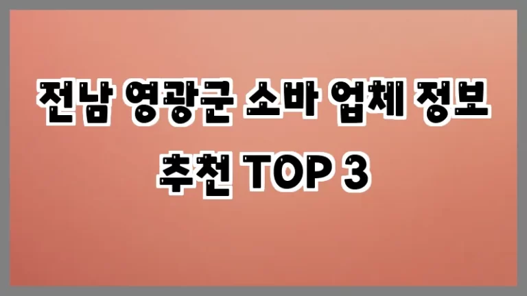 전남 영광군 소바 업체 정보 추천 TOP 3