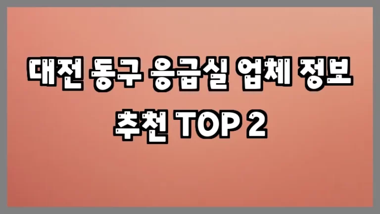 대전 동구 응급실 업체 정보 추천 TOP 2