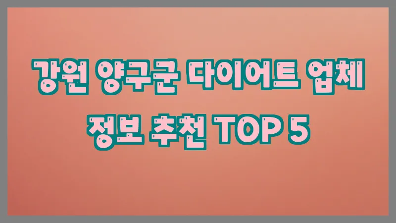 강원 양구군 다이어트