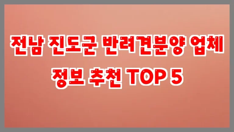 전남 진도군 반려견분양 업체 정보 추천 TOP 5