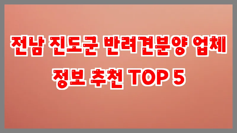 전남 진도군 반려견분양