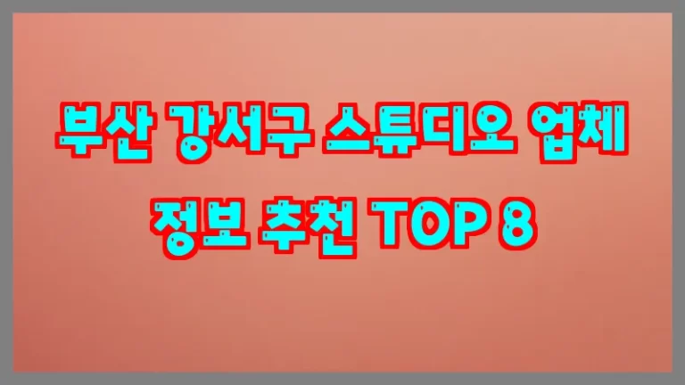 부산 강서구 스튜디오 업체 정보 추천 TOP 8
